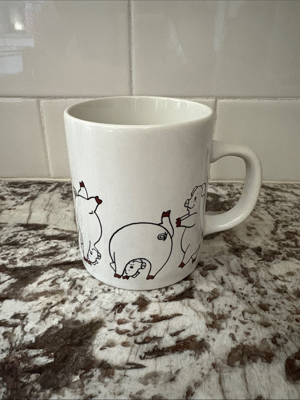 vintage Norcrest Japan ceramic pig gymnastics mug